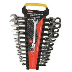 RATCHET WRENCH SET FLEXIBLE HEAD - METRIC 12 PC. (8-19MM)