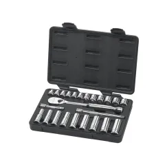 24 PC. 3/8\" DRIVE 6 & 12 POINT STANDARD & DEEP METRIC MECHANICS TOOL SET
