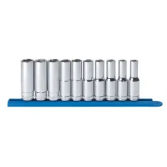 10 PC. 1/2\" DRIVE 6 POINT DEEP METRIC SOCKET SET