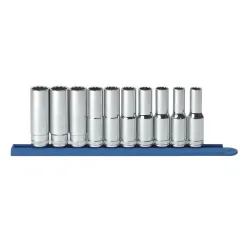 10 PC. 1/2\" DRIVE 12 POINT DEEP METRIC SOCKET SET