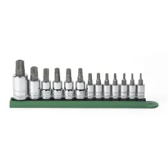 13 PC. 1/4\", 3/8\" & 1/2\" DRIVE TAMPER PROOF TORX® BIT SOCKET SET
