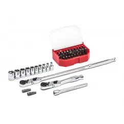 45 PC. 1/4\" DRIVE 6 POINT STANDARD METRIC SLIM HEAD MECHANICS TOOL SET
