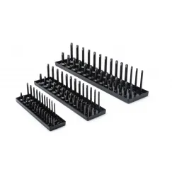 3 PC. 1/4\", 3/8\" & 1/2\" DRIVE BLACK SAE SOCKET STORAGE TRAY SET