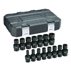 15 PC. 1/2\" DRIVE 6 POINT STANDARD UNIVERSAL IMPACT METRIC SOCKET SET