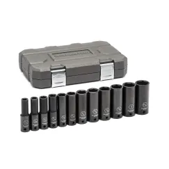 12 PC. 1/2\" DRIVE 6 POINT DEEP IMPACT SAE SOCKET SET