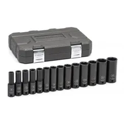 14 PC. 1/2\" DRIVE 6 POINT DEEP IMPACT METRIC SOCKET SET