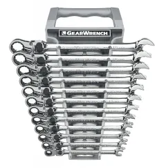 12 PC. 12 POINT XL LOCKING FLEX HEAD RATCHETING COMBINATION METRIC WRENCH SET