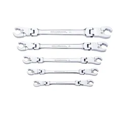 5 PC. RATCHETING FLEX HEAD FLARE NUT SAE WRENCH SET