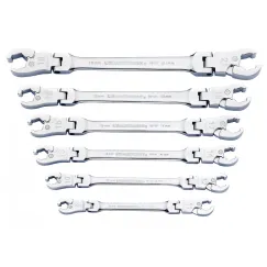 6 PC. RATCHETING FLEX HEAD FLARE NUT METRIC WRENCH SET