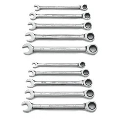 10 PC. 12 POINT RATCHETING COMBINATION SAE/METRIC WRENCH SET