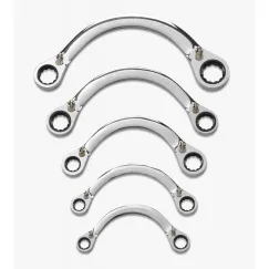 5 PC. 12 POINT REVERSIBLE HALF MOON DOUBLE BOX RATCHETING METRIC WRENCH SET