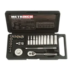 Standard & Deep Wall Socket Set 1/4\" Drive 24 Piece