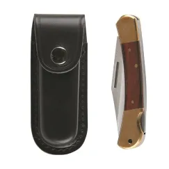 STOCK KNIFE - SINGLE BLADE WITH LEATHER POUCH 225MM