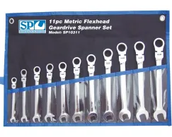 GEAR DRIVE ROE SPANNER SET - FLEX HEAD - METRIC- 11PC