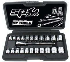1/4\"DR SOCKET SET - LOW PROFILE (STUBBY) - METRIC/SAE - 23PC