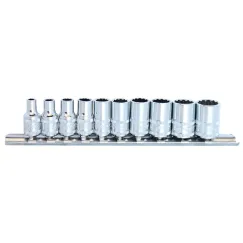 1/4\"DR SOCKET RAIL SET - 12PT METRIC - 10PC