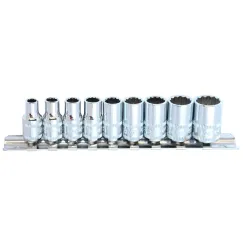 1/4\"DR SOCKET RAIL SET - 12PT SAE - 9PC