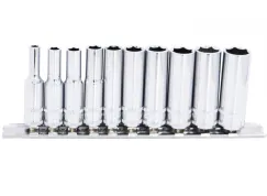 1/4\"DR DEEP SOCKET RAIL SET - 6PT METRIC - 10PC