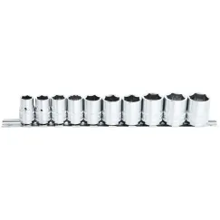 3/8\"DR SOCKET RAIL SET - 6PT METRIC - 10PC