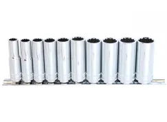 3/8\"DR DEEP SOCKET RAIL SET - 12PT METRIC - 10PC