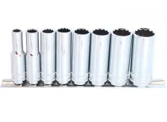 3/8\"DR DEEP SOCKET RAIL SET - 12PT SAE - 8PC