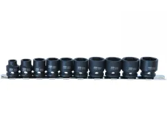 3/8\"DR IMPACT SOCKET RAIL SET - 6PT METRIC STUBBY - 10PC