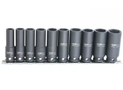 3/8\"DR DEEP IMPACT SOCKET RAIL SET - 6PT METRIC - 10PC