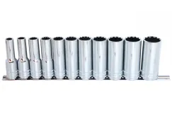1/2\"DR DEEP SOCKET RAIL SET - 12PT METRIC - 12PC