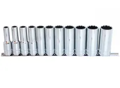 1/2\"DR DEEP SOCKET RAIL SET - 12PT SAE - 11PC