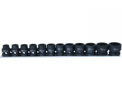 1/2\"DR IMPACT SOCKET RAIL SET - 6PT METRIC STUBBY - 12PC