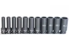 1/2\"DR DEEP IMPACT SOCKET RAIL SET - 6PT SAE - 11PC