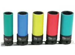 1/2\"DR IMPACT SOCKET RAIL SET - WHEEL NUT - 6PT METRIC - 5PC