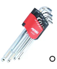 Ball Drive Hex Key Set - Stubby - SAE - Colour Coded (RED) - 9pc