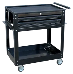 TOOL TROLLEY - 2 SHELF - BLACK/BLACK
