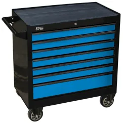 SUMO SERIES ROLLER CABINET - 7 DRAWER - BLACK/BLUE DRAWERS