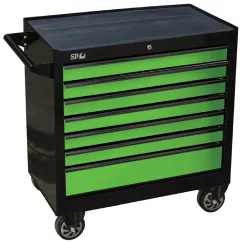 SUMO SERIES ROLLER CABINET - 7 DRAWER - BLACK/GREEN DRAWERS