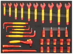 FOAM TRAY TOOL KIT - 32PC - VDE INSULATED - SPANNERS, SOCKETS, HEX KEYS, HEX SOCKETS, RATCHET & EXTENSION BARS