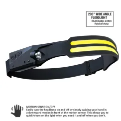 Headlamp - Double Strip COB LED - Slimline - Motion Sense On/Off