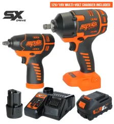 12V & 18V Mechanics Impact Wrench Kit - Plus 12V/18V Multi-Volt Battery Charger - SX Drive