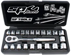 3/8\"DR SOCKET SET - LOW PROFILE ( STUBBY) - METRIC/SAE - 22PC