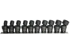 3/8\"Dr Impact Socket Rail Set - 6pt Metric Swivel - 10pc
