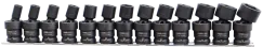 1/2\"Dr Impact Socket Rail Set - 6pt Metric Swivel - 13pc