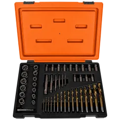 SCREW-NUT EXTRACTOR DRILL AND GUIDE SET 49PC