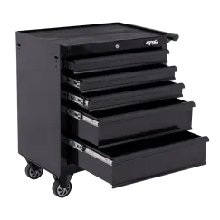Custom Series Roller Cabinet - 5 Drawer - Black/Black