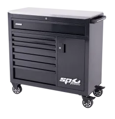 Sumo Series Roller Cabinet with Power Tool Cupboard - 9 Drawer - Black/Black Handles