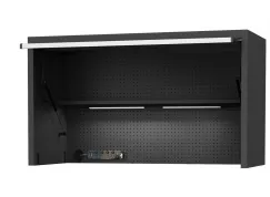 59\" USA SUMO SERIES WIDE POWER TOP HUTCH - SHELF, PEGBOARD, LIGHT - BLACK/CHROME