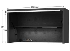 59\" USA SUMO SERIES WIDE POWER TOP HUTCH - SHELF, PEGBOARD, LIGHT - BLACK/CHROME