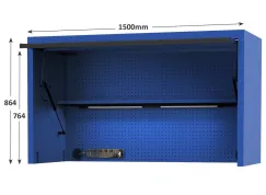59\" USA SUMO SERIES WIDE POWER TOP HUTCH - SHELF, PEGBOARD, LIGHT - BLUE/BLACK