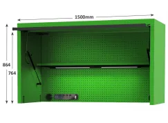 59\" USA SUMO SERIES WIDE POWER TOP HUTCH - SHELF, PEGBOARD, LIGHT - GREEN/BLACK