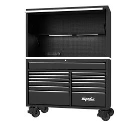59\" USA SUMO SERIES ROLLER CABINET & POWER TOP HUTCH COMBO - BLACK/CHROME